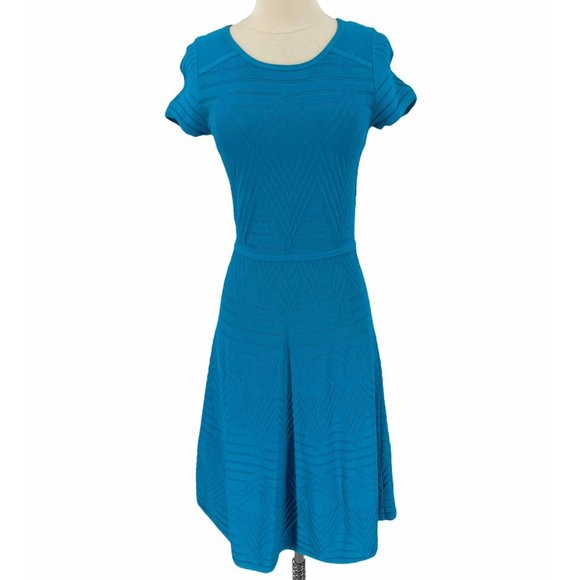 Talbots Dresses & Skirts - Talbots Turquoise Textured Knit Fit Flare Dress XS